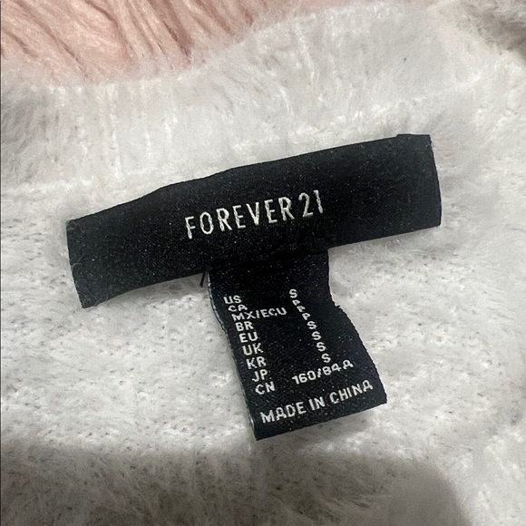 Forever 21 White Pearl-Embellished Cold Shoulder Sweater size small - Picture 3 of 6